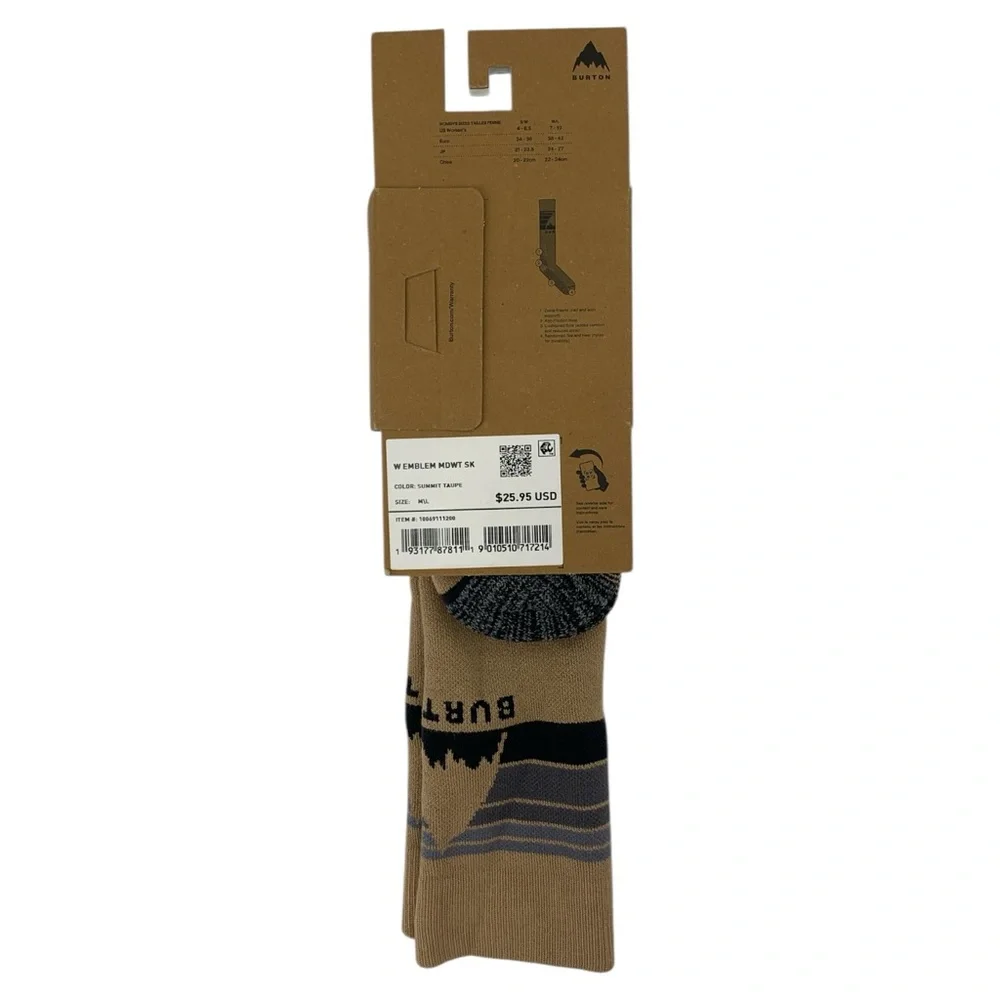 Burton Women’s Emblem Midweight Socks (Summit Taupe) NWT